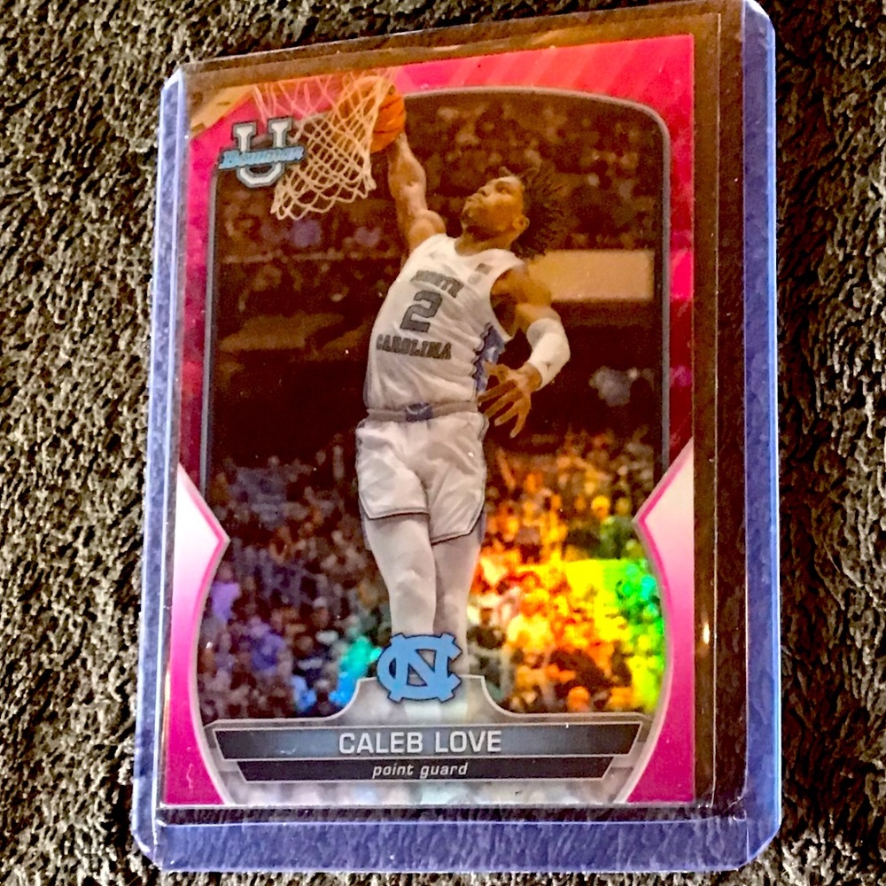 Caleb Love 2022-23 Topps Bowman University Chrome Pink Refractor RC Rookie